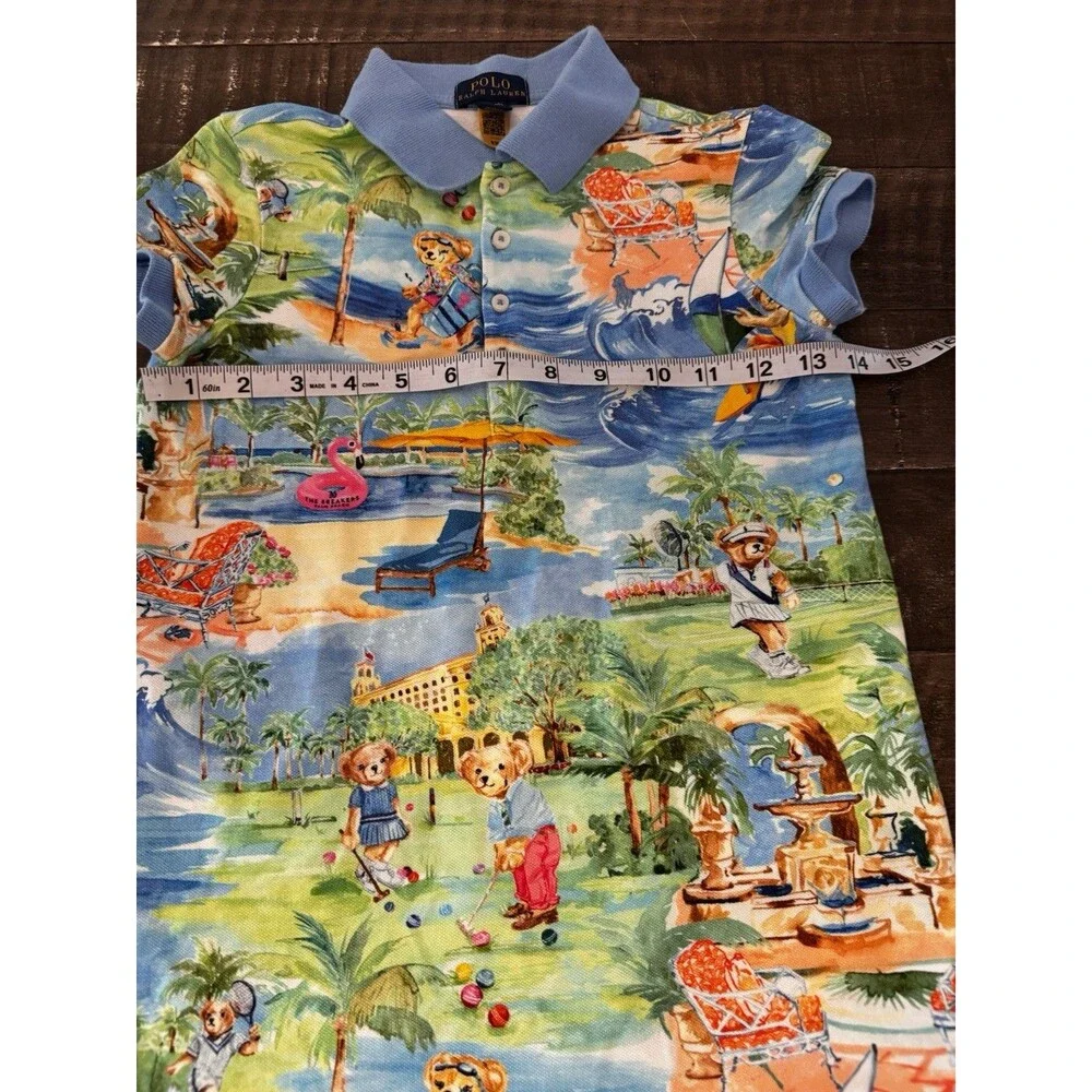 Polo Ralph Lauren Girls M 8-10 Polo Bear The Breakers Palm Beach Golf Dress